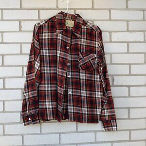 Vintage 50s Deacon Brothers Plaid Viyella Shirt with Pearl Buttons 44" Bust Wome